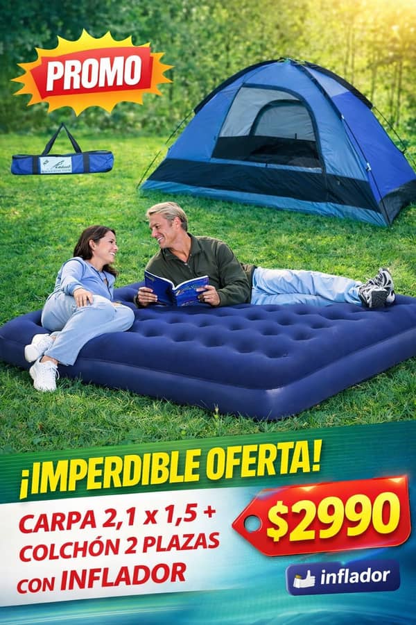 Carpa 2.1x1.5+ Colchón 2 plazas con inflador